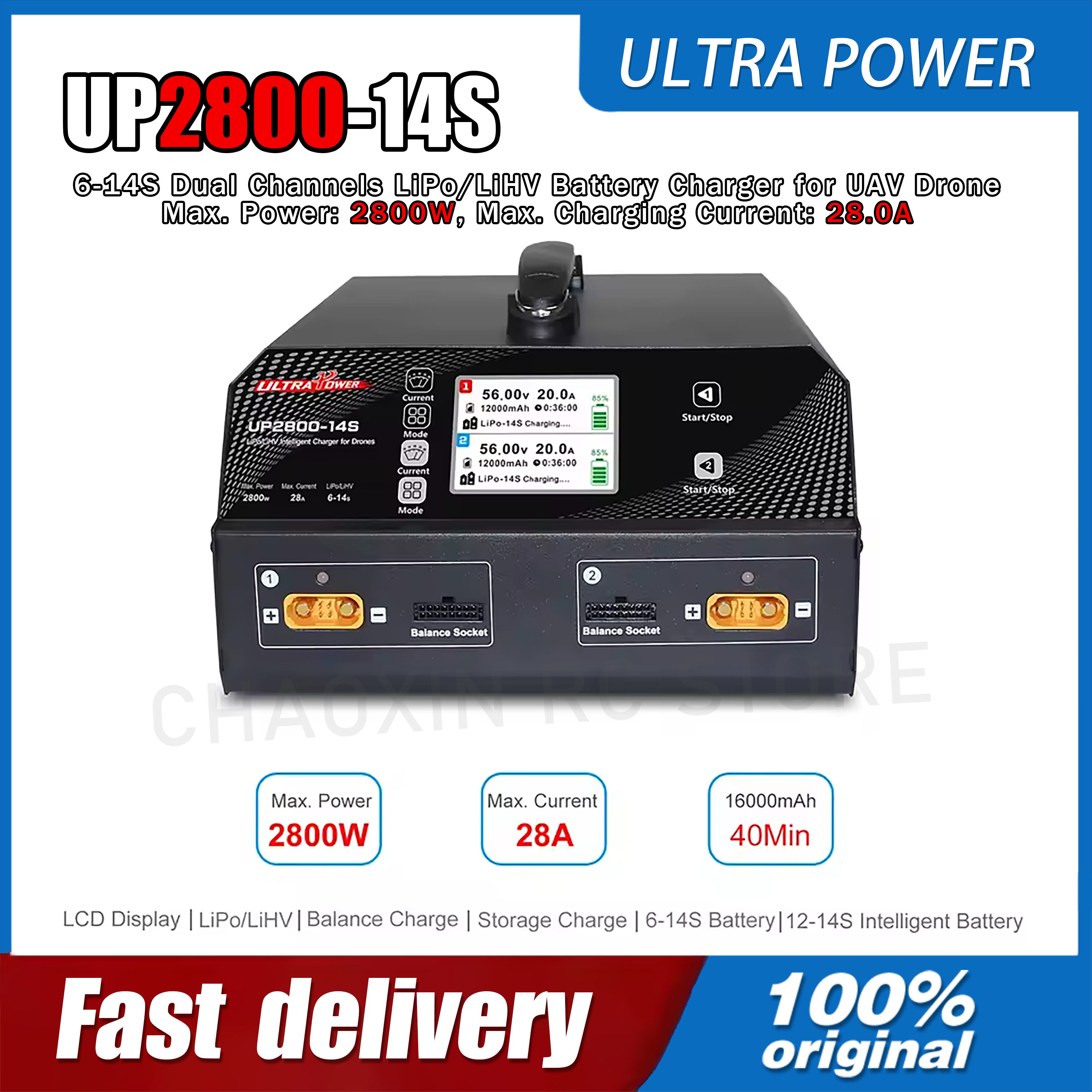 Drone Battery Charger - ULTRA POWER UP2800-14S 2X1400W 28A 6-14S