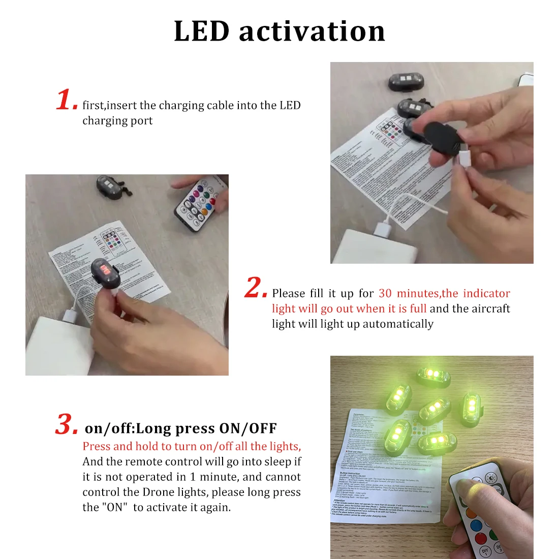 2/4/8Pcs Wireless Remote Contr - Drone Strobe Light incelemesi ve fiyatı