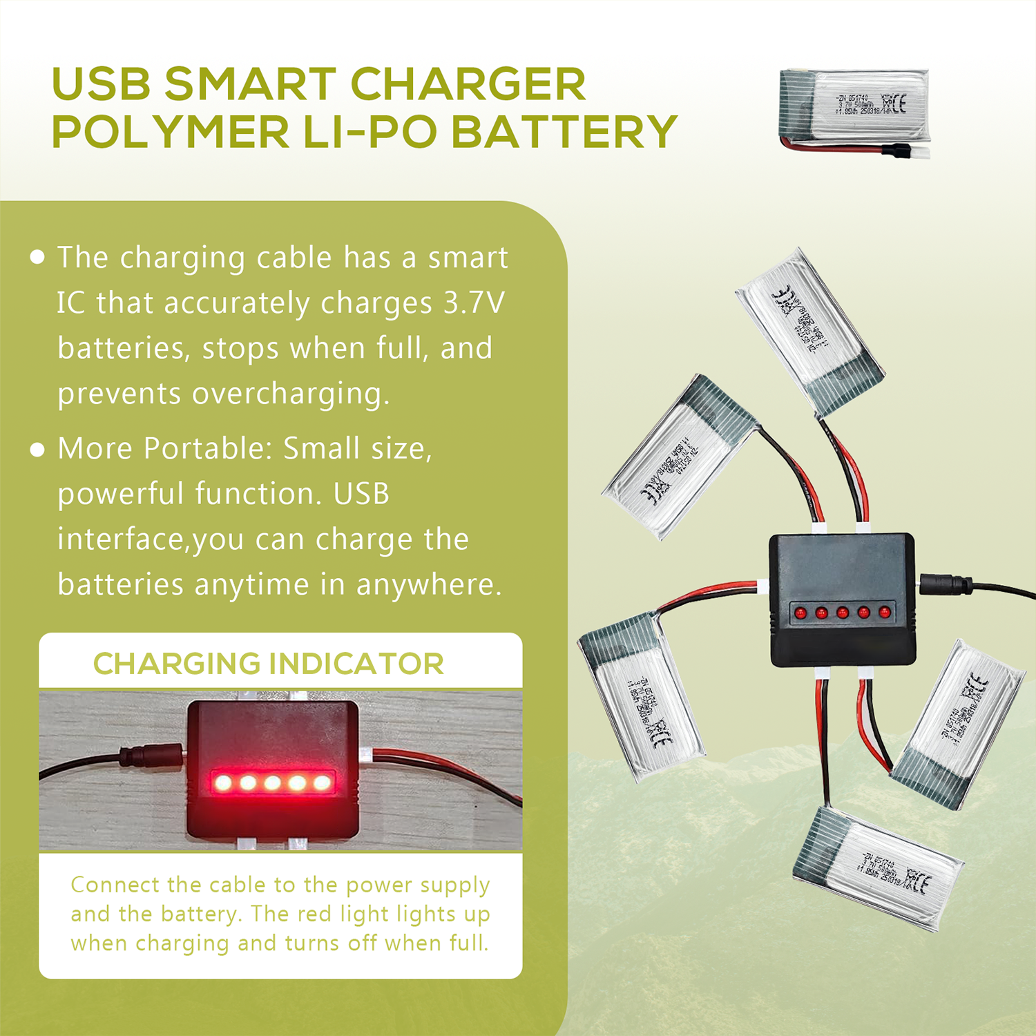 5Pcs 3.7V 500mAh LiPo Batterie - Drone Battery Adapter incelemesi ve fiyatı